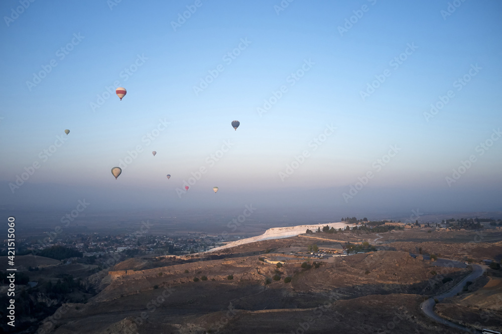 Morning hot air balloons flight. Travel to Turkey.