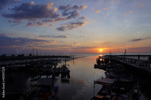 Beautiful sunset at Kampung kuala Kuar Jawa fishing village, Alor setar, Kedah.