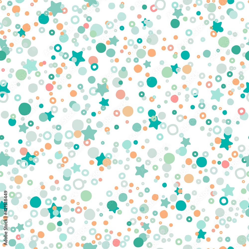 Seamless abstract pattern with shabby spots, bubbles and stars of different pastel blue and green colors. Seamless abstract pattern with shabby spots, bubbles and stars of different pastel blue and green colors.