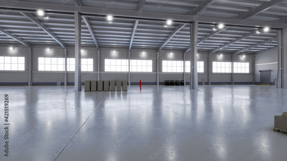 Fototapeta premium Industrial Warehouse Interior 9