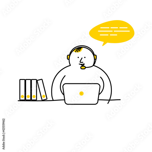 Illustration Vektor Icon des Kundendienstes, Call Center Hilfe, Gespräch, Support und Kontakt Vektor Flat Line Set einfach zu bedienen und zu bearbeiten