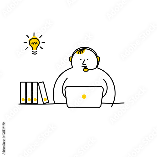 Illustration Vektor Icon des Kundendienstes, Call Center Hilfe, Idee, Support und Kontakt Vektor Flat Line Set einfach zu bedienen und zu bearbeiten