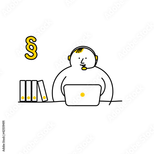 Illustration Vektor Icon des Kundendienstes, Call Center Hilfe, Recht, Support und Kontakt Vektor Flat Line Set einfach zu bedienen und zu bearbeiten