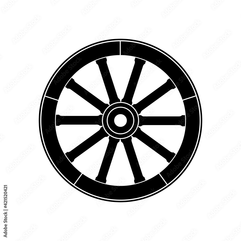 Wooden cart or wagon wheel, vector illustration Wooden cart or wagon wheel, vector illustration