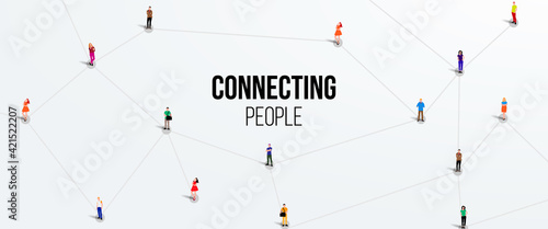 Connecting people. Social network concept. Bright background. Vector illustration