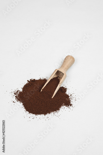 a handful of coffee on a white background. healthy food. vegetarianism 