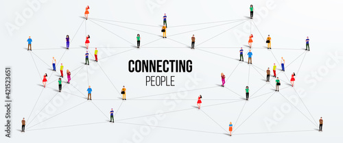 Connecting people. Social network concept. Bright background. Vector illustration photo