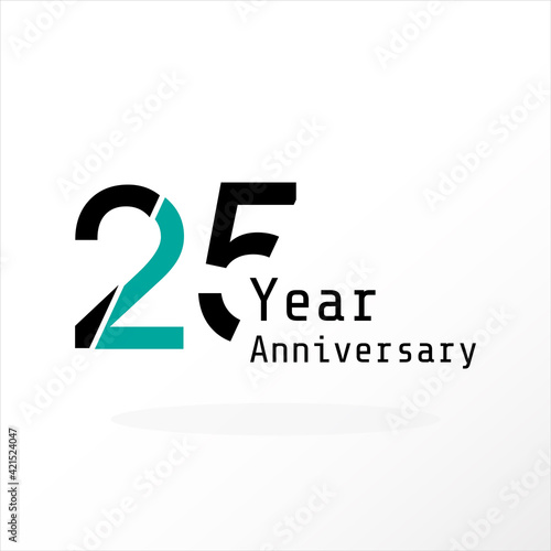25 Years Anniversary Celebration Blue Color Vector Template Design Illustration