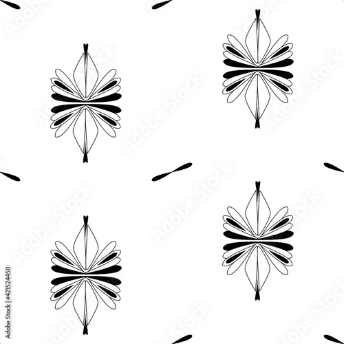 black and white floral geometric seamless pattern 