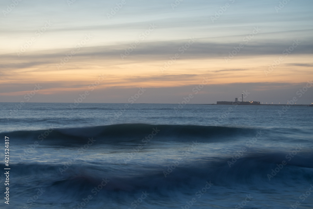 Sunset in San Sebastian Castle , Cádiz