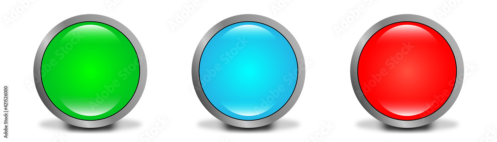 Button Vector Set (Glossy Icon) Bright Colors - Shine