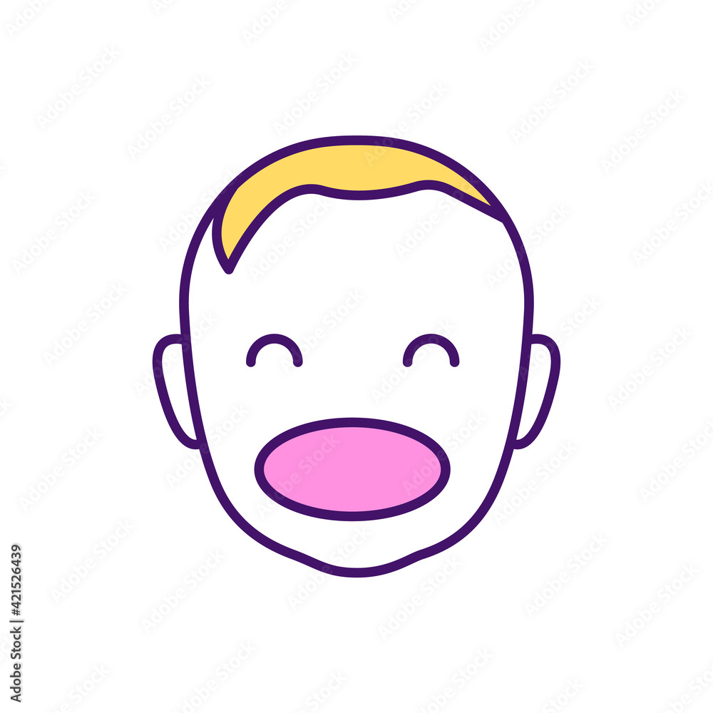 Happy childhood RGB color icon. Infancy. Nurturing environment. Physical, cognitive and emotional development. Caring relationships in family. Healthy eating habits. Isolated vector illustration Happy childhood RGB color icon. Infancy. Nurturing environment. Physical, cognitive and emotional development. Caring relationships in family. Healthy eating habits. Isolated vector illustration