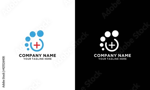 Foot Care Medical Logo. Footprint and Heart Symbol with Cross Icon inside. Flat Vector Logo Design Template Element photo
