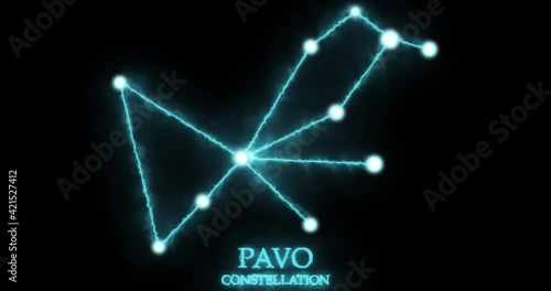 Wallpaper Mural Pavo constellation. Light rays, laser light shining blue color. Stars in the night sky. Cluster of stars and galaxies. Horizontal composition, 4k video quality Torontodigital.ca