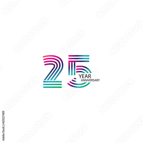 25 Years Anniversary Celebration Rainbow Color Vector Template Design Illustration