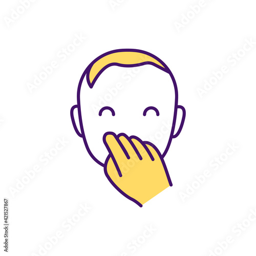 On-demand feeding RGB color icon. Baby hunger cues. Eating solid food. Sucking hands, fingers. Feeding session. Providing nutrition needs. Healthy growth. Scheduled feeds. Isolated vector illustration