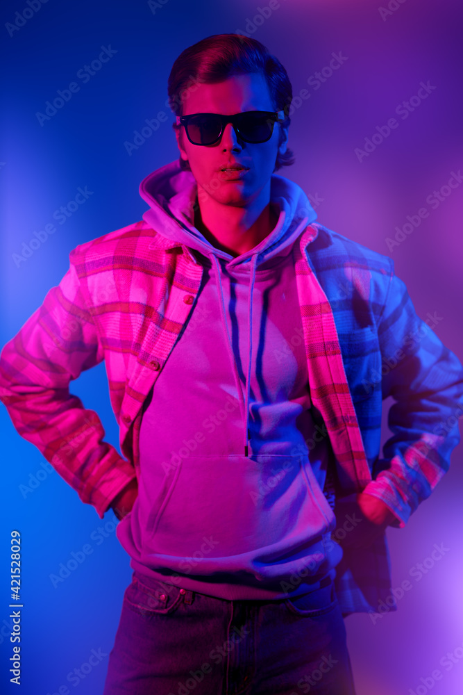Fototapeta premium trendy guy in hoodie