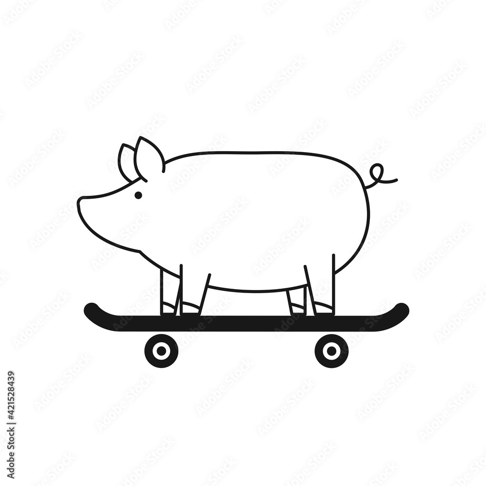 Pig logo design. Pig doodle symbol vector. Pig logo design. Pig doodle symbol vector.