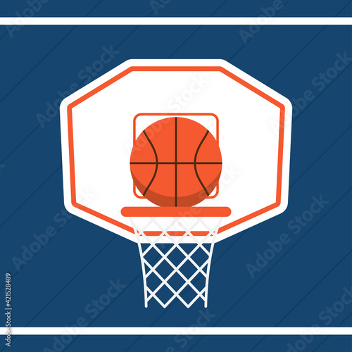 Basketball in court poster design. Basketball logo design.