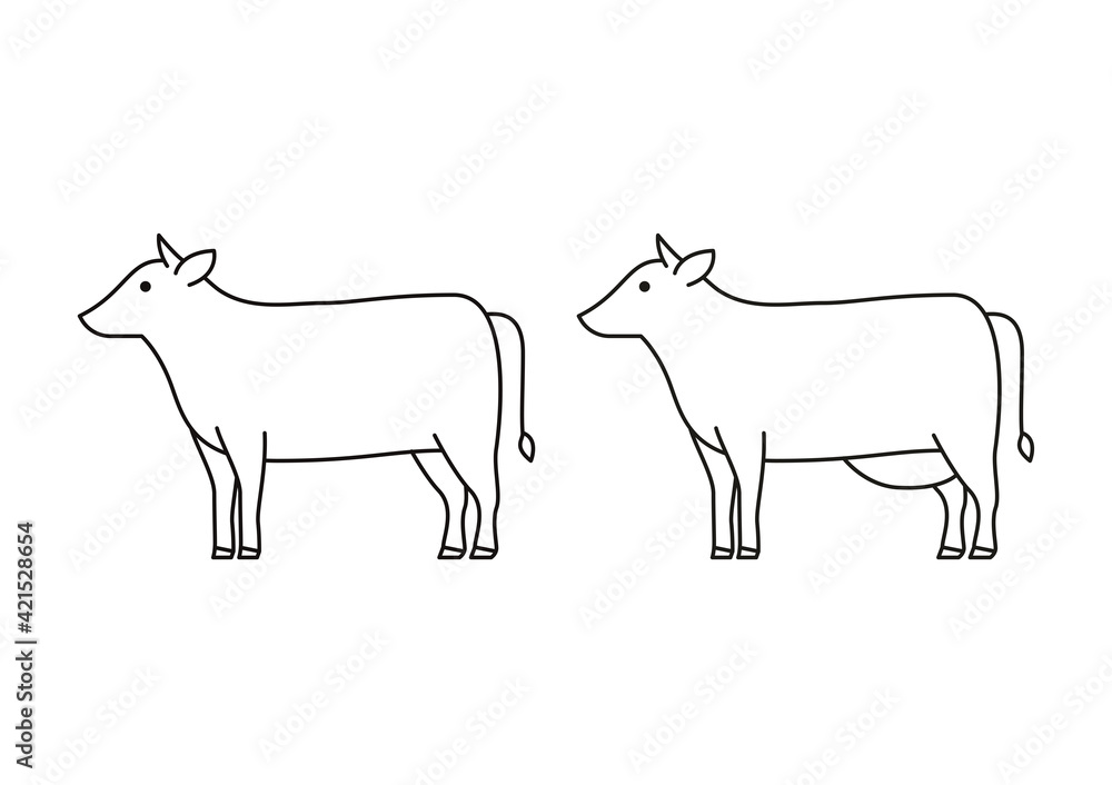 Cow and Ox vector. Cow and Ox doodle symbol. Cow and Ox logo design. Cow and Ox vector. Cow and Ox doodle symbol. Cow and Ox logo design.