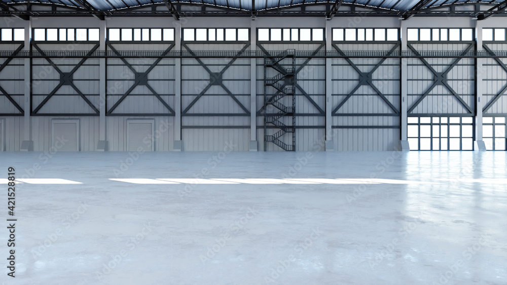 Fototapeta premium Industrial Hangar Hall Interior 3