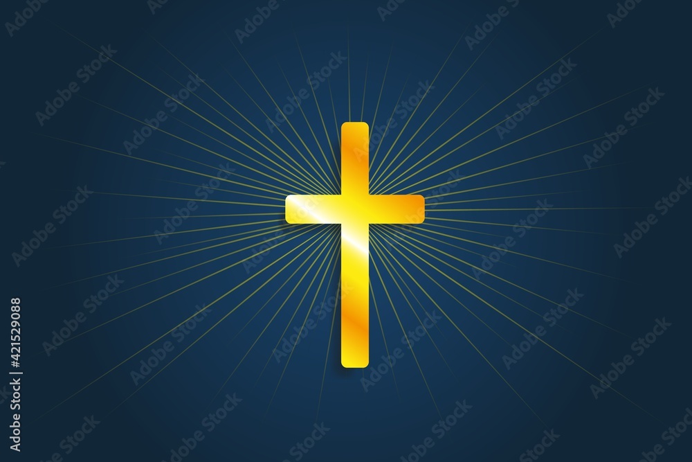 Easter. The symbol of the cross - the resurrection of Jesus Christ with rays shine