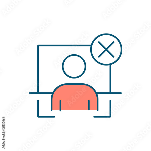 Fake profile RGB color icon. Identity fraud. Non-existing person representation on social media. Illegal activity for financial gain. Fictitious identification. Isolated vector illustration