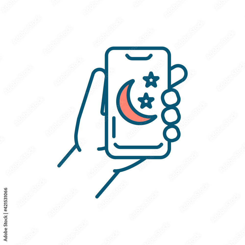 Phone nighttime mode RGB color icon. Changing color spectrum screen ...