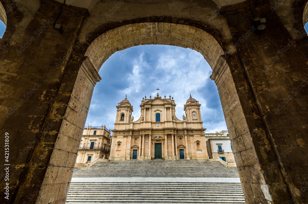 Obraz premium Roman Catholic cathedral in historic part of Noto city, Sicily in Italy