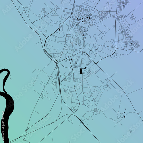 Bareilly, Uttar Pradesh, India (IND) - Urban vector city map with parks, rail and roads, highways, minimalist town plan design poster, city center, downtown, transit network, street blueprint photo