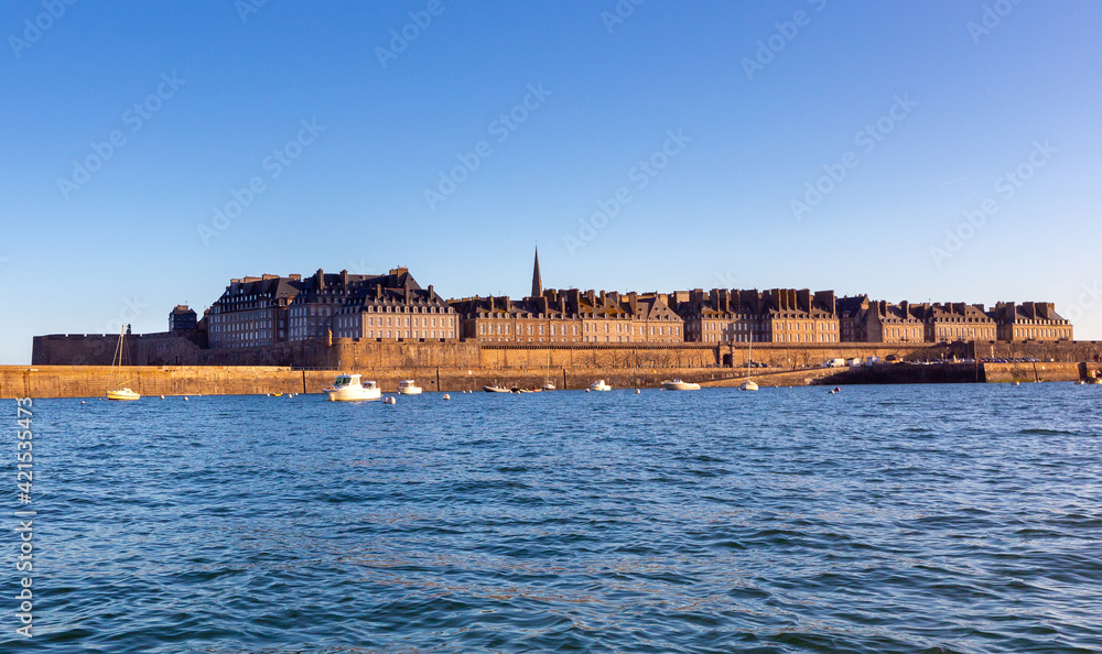 Saint-Malo. View of the old city from the sea.