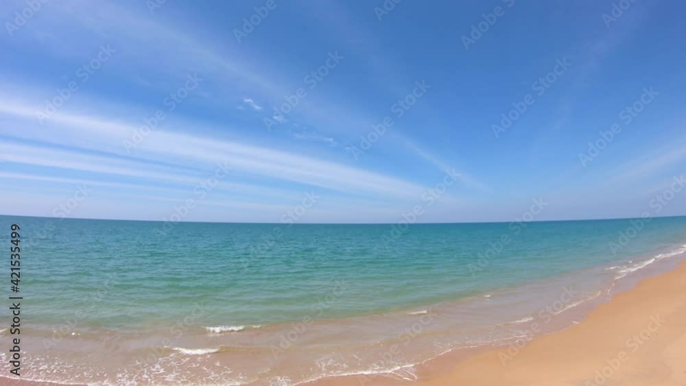 paradise of the topical sea beach, b-roll footage of blue sky and wispy clouds, clear good air landscape. beautiful calming wave surf o summer hot weather and season. traveling on holiday to the sea. paradise of the topical sea beach, b-roll footage of blue sky and wispy clouds, clear good air landscape. beautiful calming wave surf o summer hot weather and season. traveling on holiday to the sea.