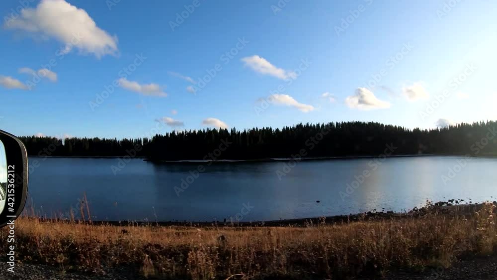 Sidecar window view of beautiful lake in Grand Mesa. Fisheye action camera Sidecar window view of beautiful lake in Grand Mesa. Fisheye action camera