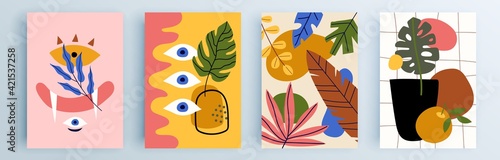 Modern abstract covers set, minimal covers design. Colorful geometric background, vector illustration.