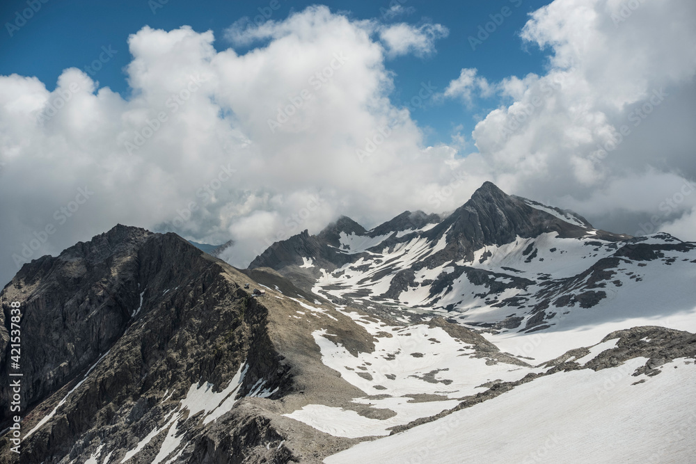 Glacier below the Schesaplana Mountain Top on the Border of Austria and Switzerland, including an Alpine Hut