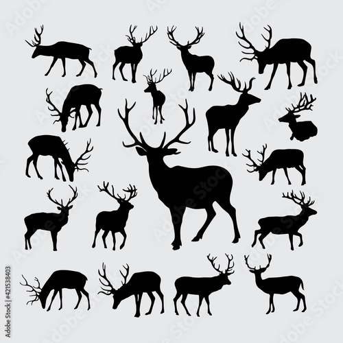 set of deer silhouettes
