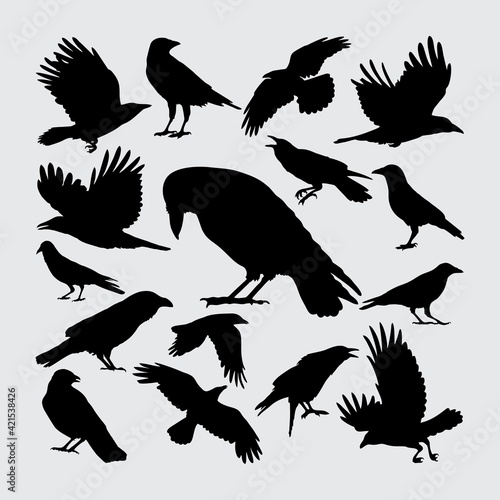 set of crow silhouette
