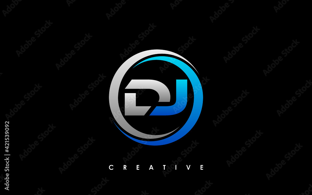 DJ Letter Initial Logo Design Template Vector Illustration Stock ...