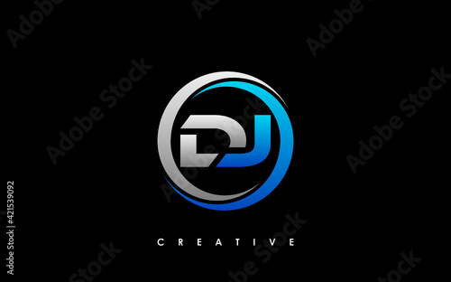 DJ Letter Initial Logo Design Template Vector Illustration