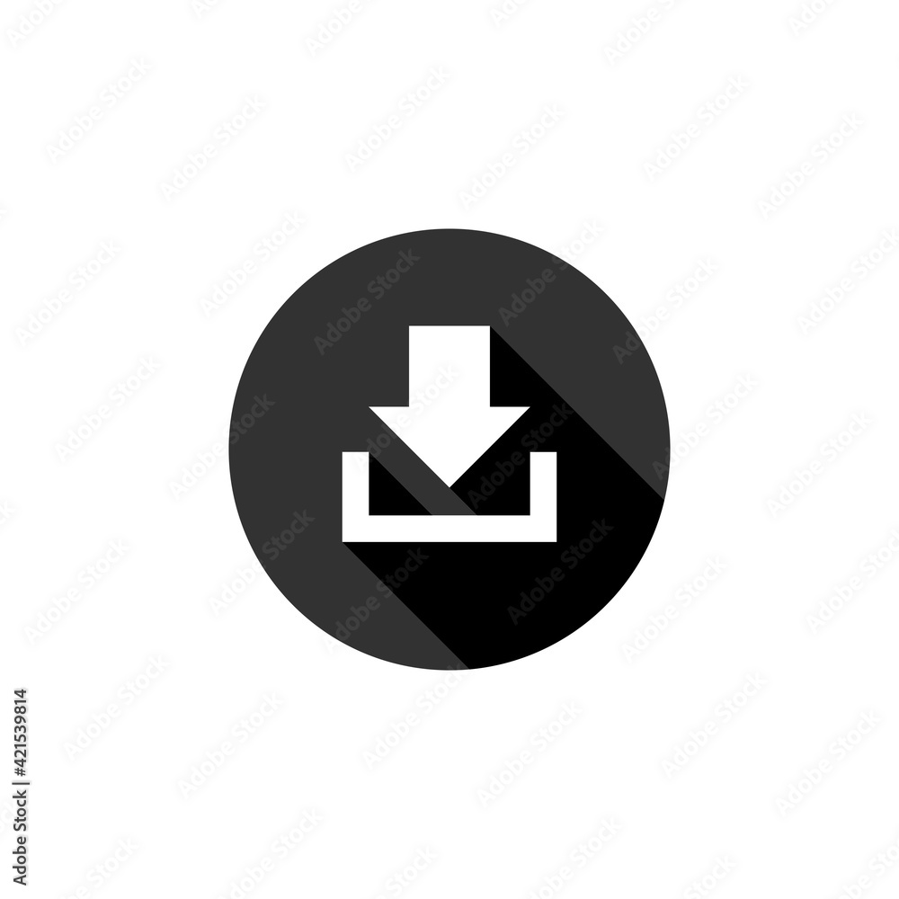 Download the black color icon, flat design, web buttons isolated on white background, vector illustration Download the black color icon, flat design, web buttons isolated on white background, vector illustration