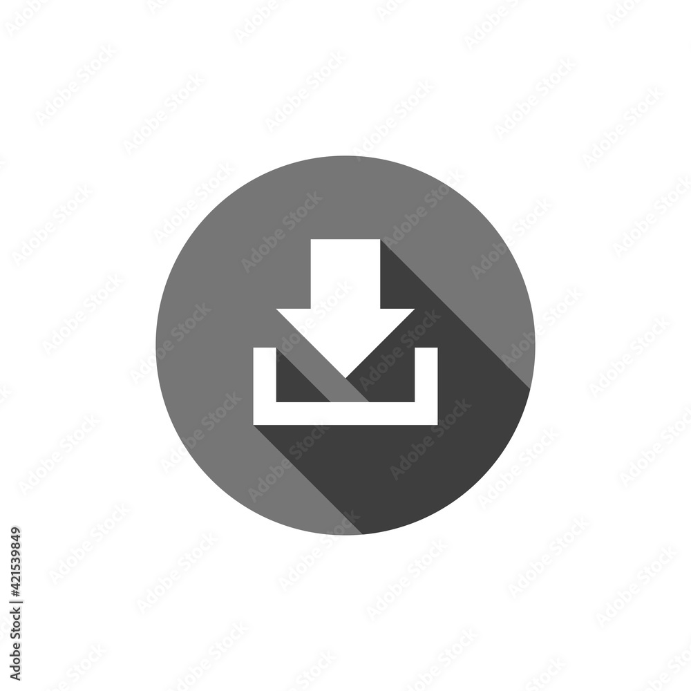 Download the gray color icon, flat design, web buttons isolated on white background, vector illustration Download the gray color icon, flat design, web buttons isolated on white background, vector illustration