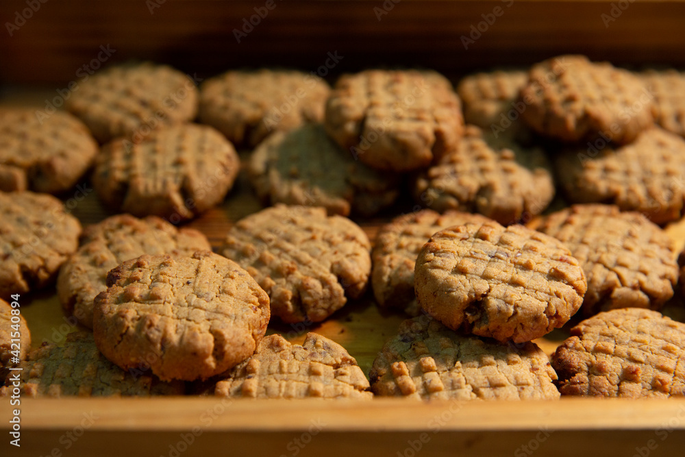 Shortbread cookies background close up Shortbread cookies background close up