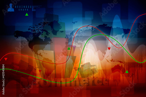 2d rendering Stock market online business concept. business Graph 