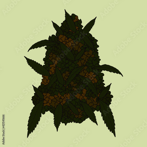 cannabis marijuana bud and leaf design sativa ganja weed