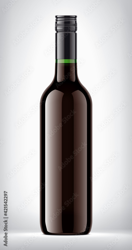 Green Glass Bottle with red wine on background. Green Glass Bottle with red wine on background.