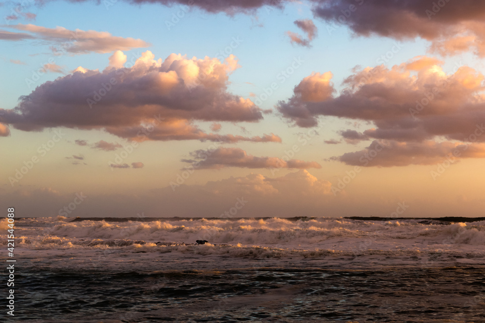 Cloudy sunset at the stormy sea. Cloudy sunset at the stormy sea.