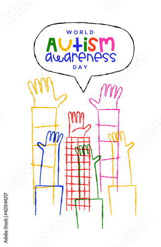 Autism Awareness Day kid hand cartoon card