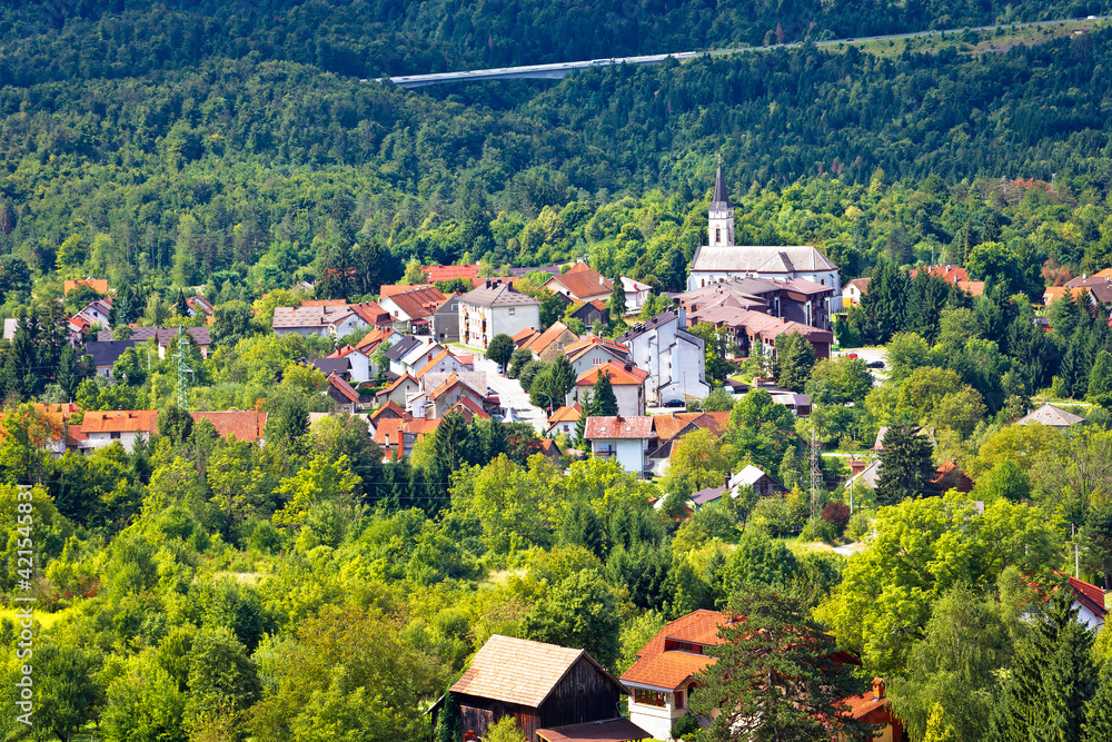 Town of Vrbovsko green landscape view in Gorski Kotar