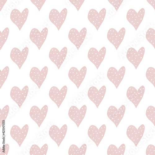 Obraz na płótnie Watercolor hearts digital paper. Hand painted clipart. Seamless pattern isolated on white background. w salonie
