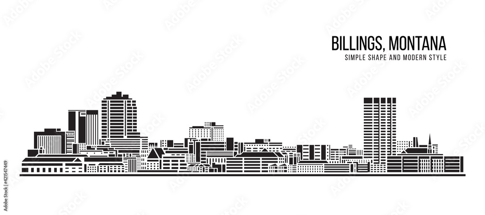 Cityscape Building Abstract Simple shape and modern style art Vector design -  Billings city, Washington